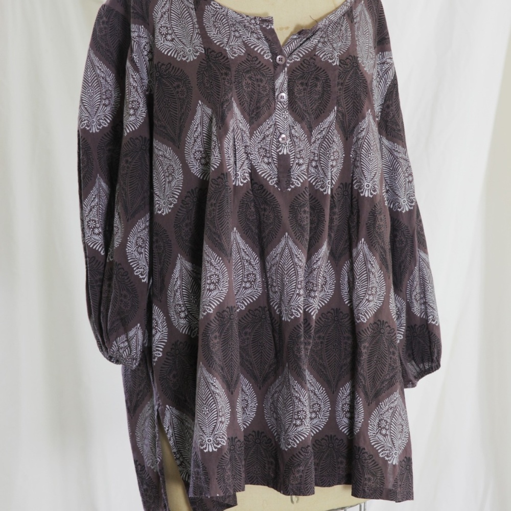 Brown/black/silver cotton LG/XL women's tunic